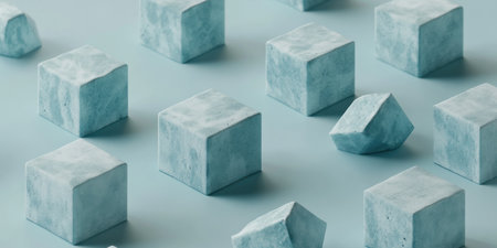 3D rendering of blue cubes on a flat background, in an isometric view. --ar 2:1 --v 6.1 Job ID: 65296655-faac-4678-bb8f-f81bd1d6d6b2の素材