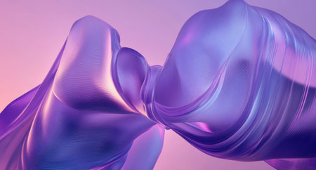 3D render, abstract background with wavy lines and shapes in a purple-blue gradient, a futuristic design element for a presentation or banner. --ar 28:15 --v 6.1 Job ID: efea7f7a-a9e7-416d-a3d2-10009bde6ff4の素材