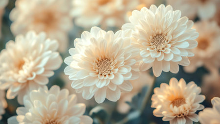 Close-up of delicate cream-colored flowers, with soft focus on the petals and a subtle background, creating an elegant and calming atmosphere for design use. --ar 53:30 --v 6.1 Job ID: c826f964-8522-4283-81c4-00811f2858d8の素材