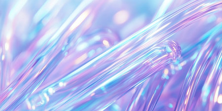 Holographic abstract background with iridescent gradient, curved lines and shapes, light blue, white, and purple colors, AI-generated design, futuristic style, soft focus, blurred edges, bokeh effect, detailed, high resolution, sharp details, wide angle, close-up. --ar 2:1 --v 6.1 Job ID: 5c0aee55-5f4b-42da-8aed-6c00866bf5f4の素材
