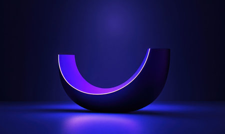 Blue gradient background, a purple curved shape in the center of the screen, a simple and minimalist style, a high-end texture, a three-dimensional sense, abstract lines, a symmetrical composition, high-definition details, a wide-angle lens, bright lighting, and a dynamic feel. The logo is composed of curves with shadows and highlights, presenting an elegant and modern appearance. It symbolizes strength and vitality in the style of the artist. --ar 5:3 --v 6.1 Job ID: 9940bc88-0e3e-40d5-9fde-62879fa0c825の素材