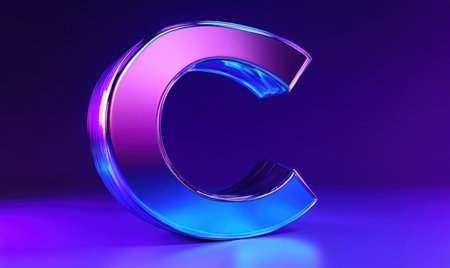 Blue gradient background, purple curved shapes, three-dimensional composition, high-end feel, metallic texture, cool tone, high resolution, abstract style. The shape of the letters "C" is highlighted in blue and purple, creating an overall sense of luxury and modernity. High-definition image quality with 3D rendering technology, in the style of modern abstract art. --ar 5:3 --v 6.1 Job ID: 33840c39-5f39-4910-a619-e4ad50a3bd3dの素材