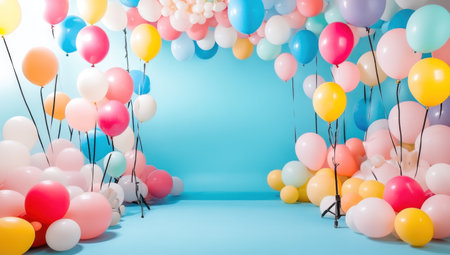 Colorful balloon backdrop with floor, backdrop for photo shoot --ar 53:30 --v 6.1 Job ID: 07c04c23-31cd-4929-bc42-d560e9003218の素材