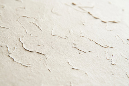 A close-up of the texture on light beige kraft paper, emphasizing its natural and soft appearance with subtle ink marks scattered across it. The background is plain white to highlight the intricate details in the paper's surface. --ar 3:2 --v 6.1 Job ID: 95fbb3f3-d547-41e5-95c9-468d9d30c651の素材