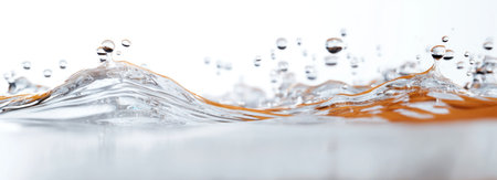 Water surface, white background, water ripples and bubbles, beautiful water waves with soft sunlight, high resolution, hyper-realistic water texture, perfect detail, detailed background, minimalistic, clean and simple design, no shadows, light gray color tone, abstract water pattern, clear, smooth water, natural water effect, close-up of ripples in the center of an orange circle, shimmering in the sun. --ar 83:30 --v 6.1 Job ID: 26173647-57a0-4e4e-b95b-8b1bf297aff1の素材
