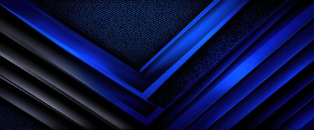 This abstract image showcases a geometric design featuring intersecting lines in shades of blue and gray. The composition highlights a textured surface and varying levels of illumination, creating depth. This visual could be used in various commercial applications, such as website backgrounds or print media.の素材