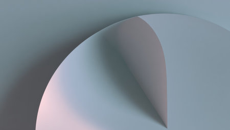 This image presents a close-up view of layered, curved paper forms with a gentle gradient. The composition features soft pastel colors and shadows, creating a sense of depth and dimension. Suitable for graphic design projects and could be used for backgrounds or illustrative elements for various commercial applications.の素材