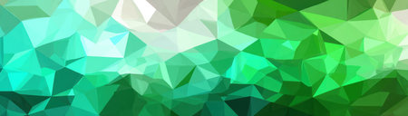 An abstract image composed of various shades of green and turquoise with white accents. The geometric style shows a polygonal pattern. The composition creates a modern and clean aesthetic that could be suitable for digital design, website backgrounds, or print media with copy space available.の素材