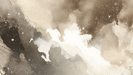 Abstract watercolor wash, sepia tones, textured, with light areas and darker shadowed depthsの素材