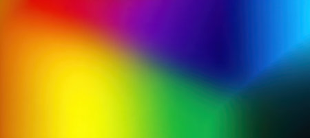 A vibrant, blurred gradient showcasing the colors of the rainbow, blending smoothly across the frameの素材