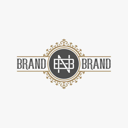 luxury badge logo concept, lettering, branding vintage design templateのイラスト素材