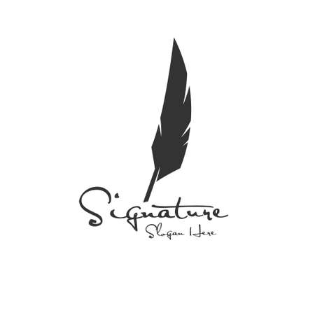 logo for author company with feather pen elementのイラスト素材