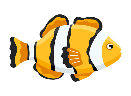 Coral reef tropical fish vector illustration. Vector sea fish isolated on white background. Funny cartoon aquarium fish iconのイラスト素材