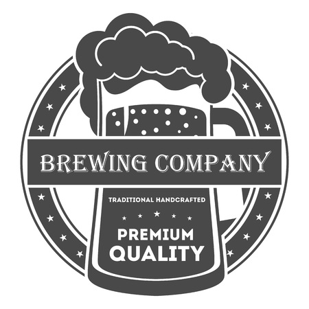 Beer pub vintage isolated label vector illustration. Brewing company symbols. Best craft beer premium quality icon. Fresh brewed product. Beer glass symbolのイラスト素材