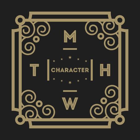 Geometric monogram vintage abstract logo isolated vector illustration. Talisman, mirror, harmony, waves brand. Luxury insignia logo vector. Monogram emblem insignia templateの写真素材