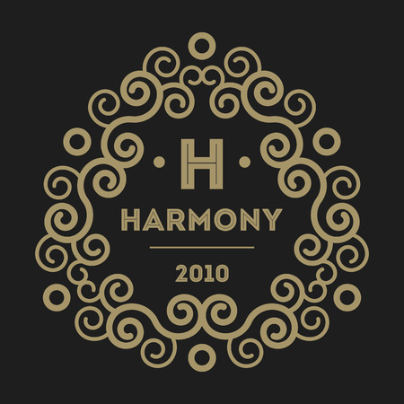 Geometric monogram vintage abstract logo isolated vector illustration. Talisman, mirror, harmony, waves brand. Luxury insignia logo vector. Monogram emblem insignia templateの写真素材