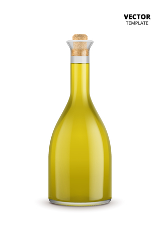 Olive oil glass bottle mockup for design presentation ads.のイラスト素材