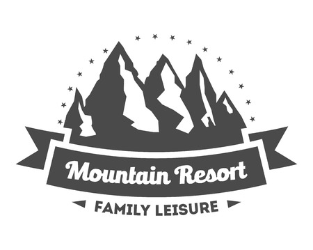 Mountain explorer vintage isolated label vector illustration. Mountain expeditions icon. Wild life concept. Adventure outdoor resort and hiking logo. Mountain logo vector templateのイラスト素材