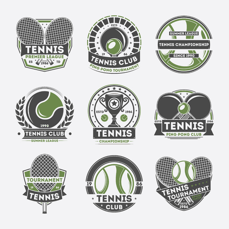 Tennis club vintage isolated label set vector illustration.のイラスト素材