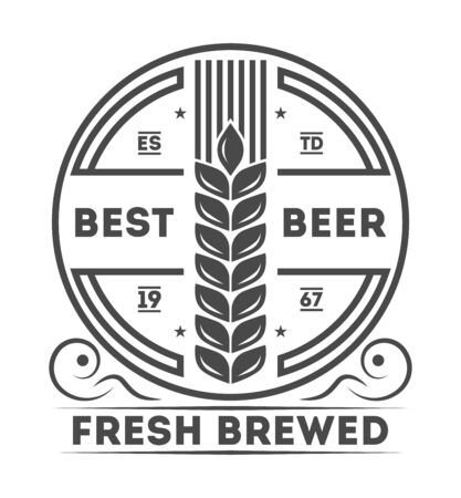 Beer pub vintage isolated label vector illustration. Brewing company symbols. Best craft beer premium quality icon. Fresh brewed product. Beer logo templateのイラスト素材