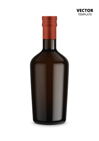 Red wine bottle vector isolated on white background. Glass bottle mockup for design presentation ads.のイラスト素材