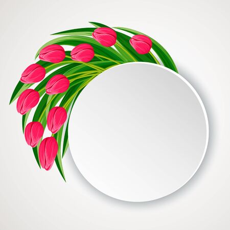 Spring round frame with blooming tulip flowerのイラスト素材
