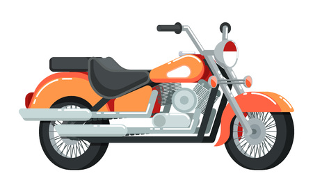 Vintage motorcycle icon isolated on white background vector illustration. Chopper or moto bike in flat design. People transportation, city vehicle.のイラスト素材