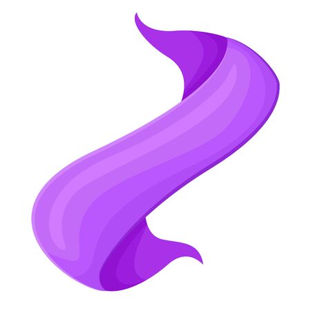 Purple wavy object isolated on white background vector illustration. Blank label, tag, sticker or ribbon template for text information in cartoon styleのイラスト素材