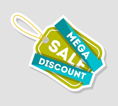 Mega discount sale badge isolated vector illustration. Best price tag, exclusive offer banner, advertisement retail, special shopping symbol.のイラスト素材