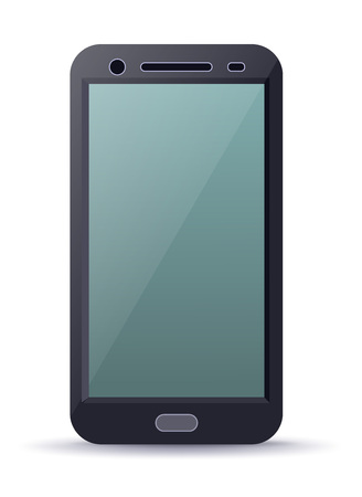 Smartphone device with blank screen isolated on white background vector illustration. Smart gadget icon, modern digital technology concept in flat designのイラスト素材