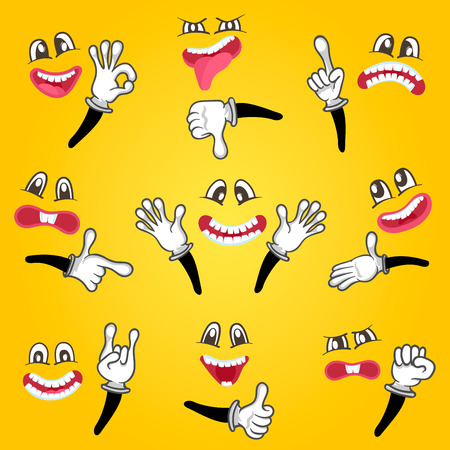 Cartoon cute emoticon vector setのイラスト素材