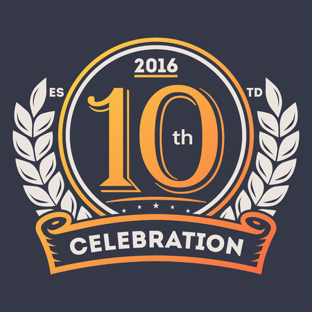 Anniversary laurel wreath, 10th years labelのイラスト素材