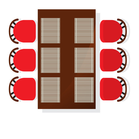 Top view dining room interior with square tableのイラスト素材