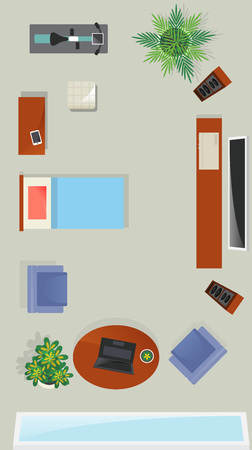 Top view living room interior elementのイラスト素材
