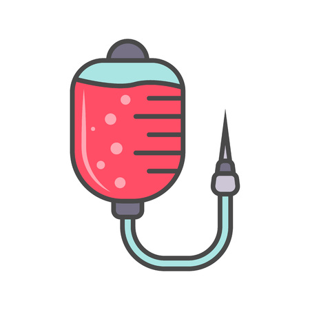 Blood transfusion linear icon isolated on white background vector illustration. Medical blood donation symbol, healthcare and treatment colorful pictogram.のイラスト素材