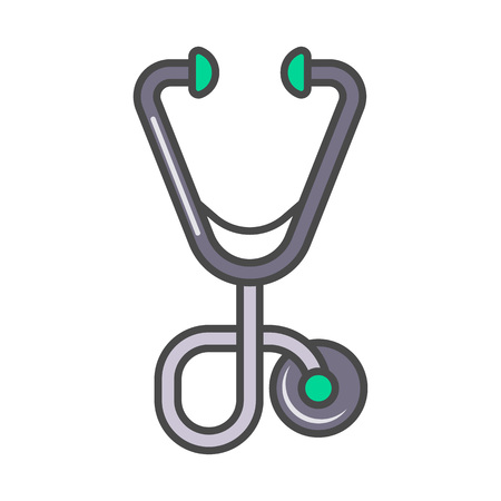Medical stethoscope linear icon isolated on white background vector illustration. Medical diagnostic symbol, healthcare and treatment colorful pictogram.のイラスト素材