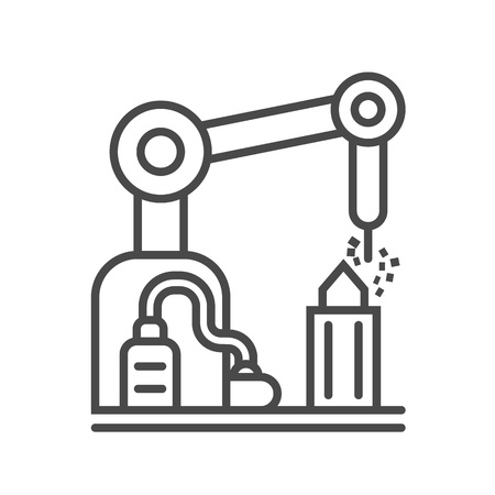 Industrial factory linear icon isolated on white background vector illustration. Modern technology, industrial production pictogram.のイラスト素材