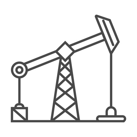 Industrial oil and gas production linear icon isolated on white background vector illustration. Mining and resource extraction pictogram.のイラスト素材