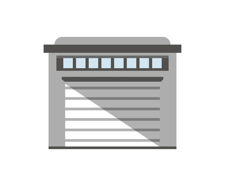 Warehouse storage building icon in flat design. Delivery shipping service, logistic company vector illustration isolated on white background.のイラスト素材