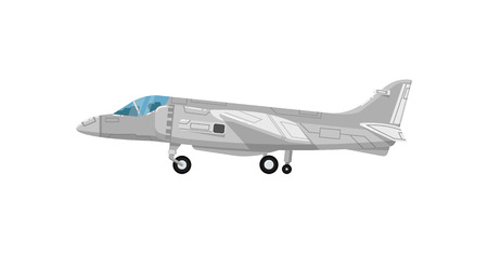 Military jet aircraft isolated icon. Modern army force aviation, air transport, supersonic combat airplane, jet plane vector illustrationのイラスト素材