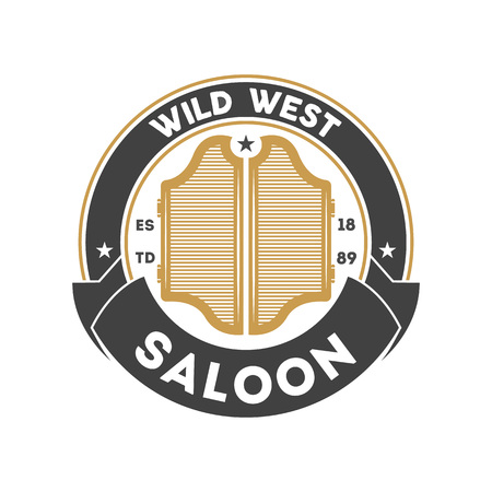 Wild west saloon vintage isolated label. American rodeo event badge, authentic cowboy show symbol vector illustration.のイラスト素材