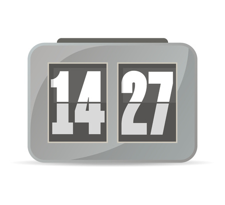 Grey analog flip clock icon. Mechanical time chronometer, retro watch isolated vector illustration in flat style.のイラスト素材