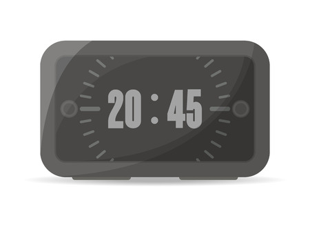 Black digital alarm clock icon. Electronic time chronometer, modern watch isolated vector illustration in flat style.のイラスト素材