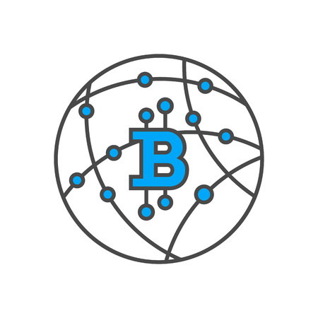 Blockchain network conceptual icon. Distributed ledger technology, business cloud computing, global payment system vector illustrationのイラスト素材