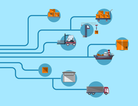 Worldwide shipping and moving service concept. Commercial vehicleのイラスト素材