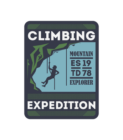 Climbing expedition vintage isolated badge.のイラスト素材