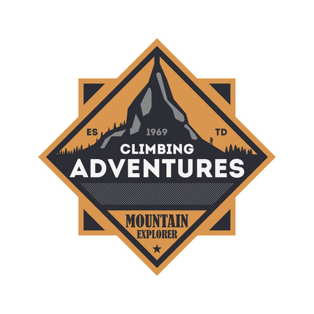Climbing adventures vintage isolated badge.のイラスト素材