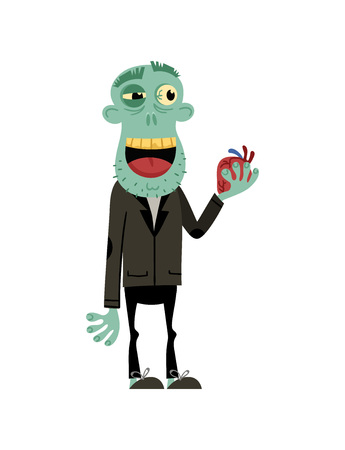 Male zombie with wedding ring character. Bridegroom zombie personage, undead monster wedding, zombie apocalypse vector illustration.のイラスト素材