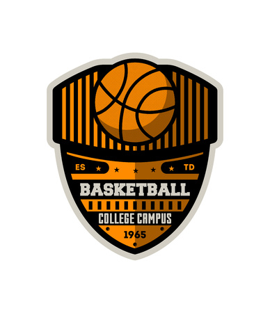Basketball sporty campus vintage isolated label. Basketball team badge, game competition symbol, athletic camp logo vector illustration.のイラスト素材