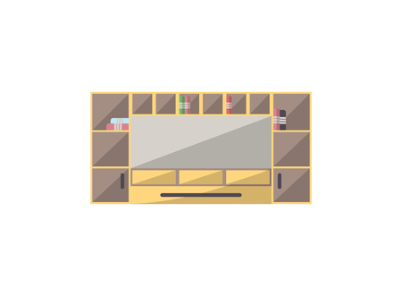 Cabinet isolated icon in flat style. Bedroom furniture element, house interior decoration vector illustration.のイラスト素材